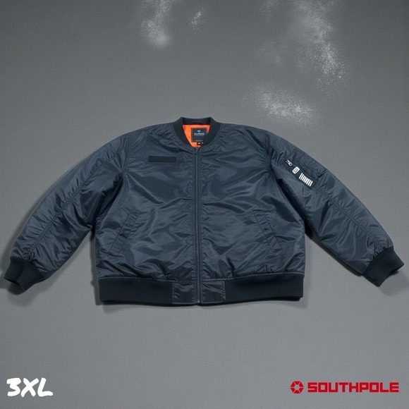 Southpole Other - South Pole Jacket Mens 3XL Black Bomber MA-1 Flight Zip Pocket Streetwear